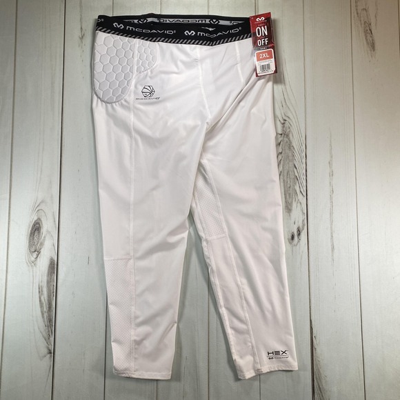 McDavid Compression Pants Mens 2XL XXL White HEX 3/4 Basketball Tailbone Padded - Picture 2 of 11
